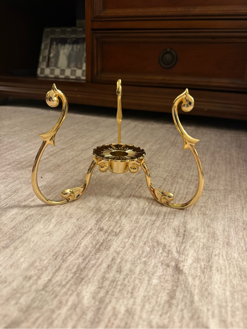 PartyLite Gold Ornate Three-Arm Candle Holder
